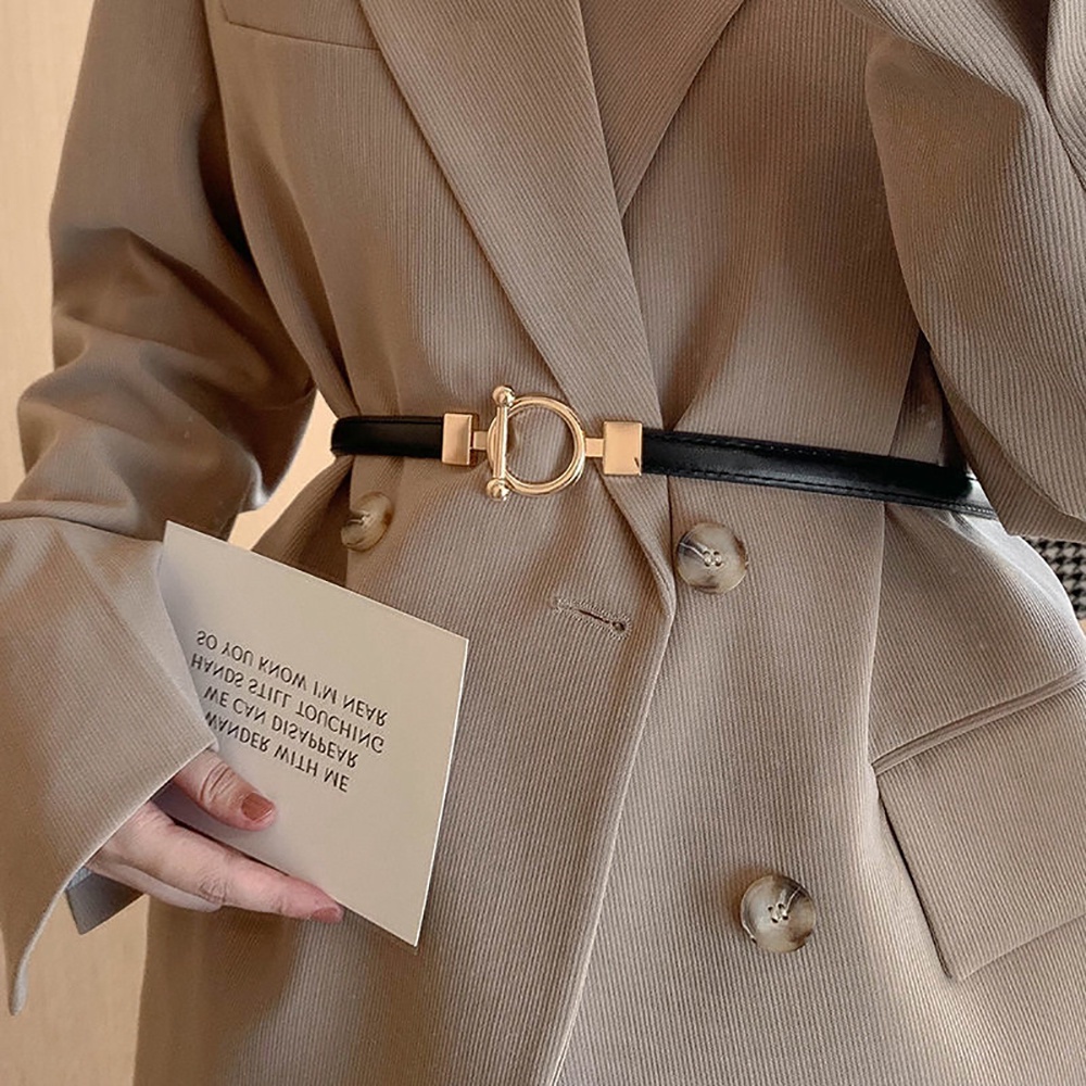 Thắt lưng da PU khóa kim loại thiết kế đơn giản sang trọng cho nữ