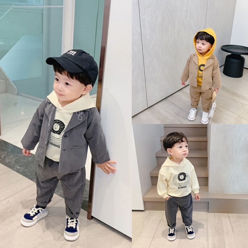 Set vest 3ct kèm áo nỉ cao cấp bé trai