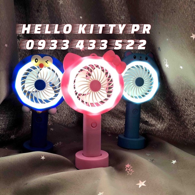 QUẠT SẠC TÍCH ĐIỆN HELLO KITTY & DOREMON