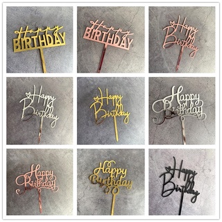 Phụ kiện cắm trang trí bánh kem chất liệu Acrylic hình chữ Happy Birthday