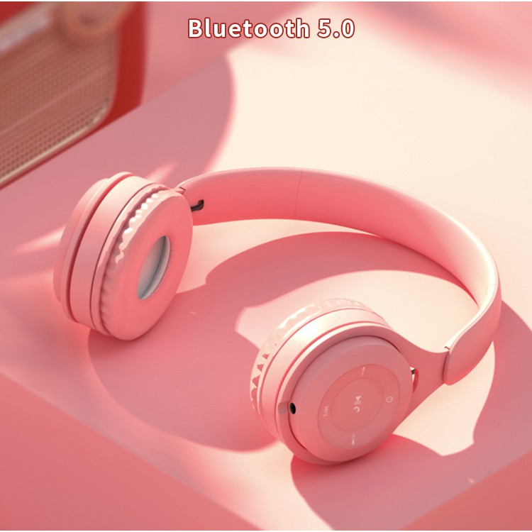 Tai Nghe Headphone Bluetooth Không Dây Âm Bass Sắc Nét Thẻ Nhớ Nghe Gọi Tiện Lợi