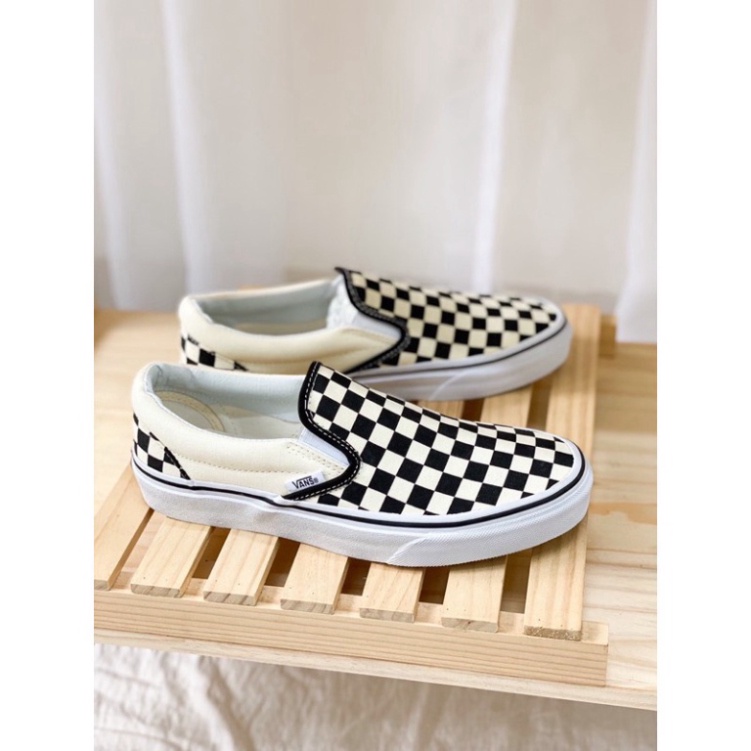 Giày giới tính 𝐕𝐀𝐍𝐒 Caro Lười Viền Trắng - Giày Sport Nam 2021