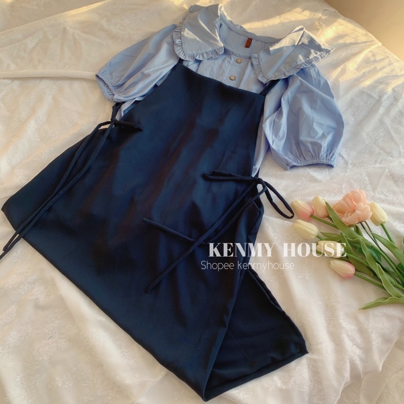 Váy yếm dây buộc nơ eo V08