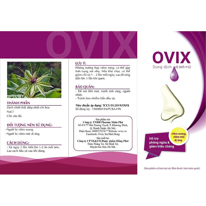 Dung dịch vệ sinh mũi người lớn Ovix 20ml