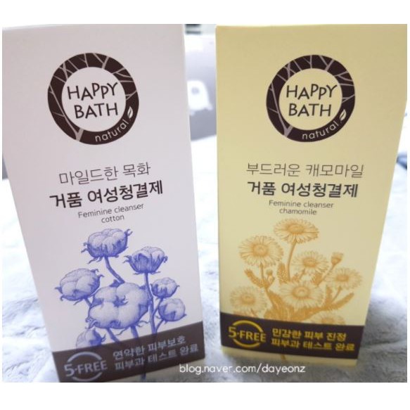 Dung dịch vệ sinh phụ nữ Happy Bath (Trà xanh, Ngải cứu, Hoa cúc, Bông)