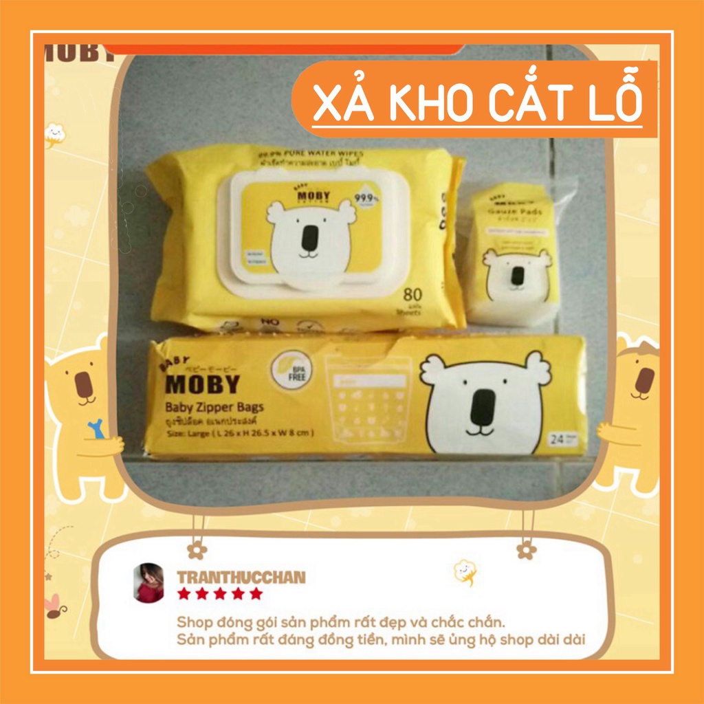 Khăn Ướt Tinh Khiết 99.9% Baby Moby 80 tờ FLASH SALE