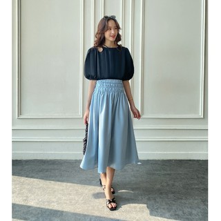 Olv - chân váy light blue wrinkle skirt