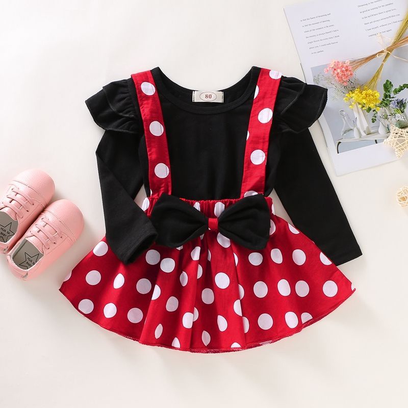 Cô Gái Thời Trang Trẻ Em Váy minnie Nơ Bé Akou