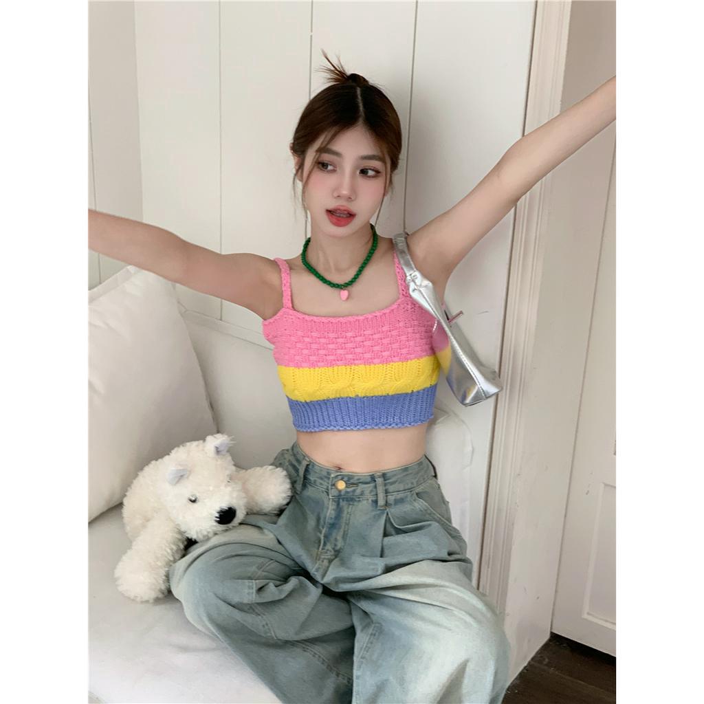 Lalisas Áo Hai Dây Dệt Kim Ngọt Ngào Quyến Rũ Cho Nữ Hình Gia Vị Mỹ