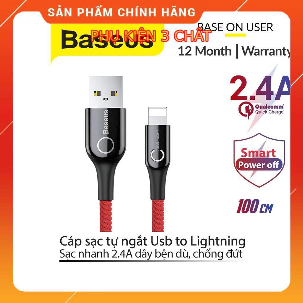 Cáp sạc nhanh tự ngắt Baseus chính hãng - Lightning dây bện dù - Siêu Bền - Chống Gãy