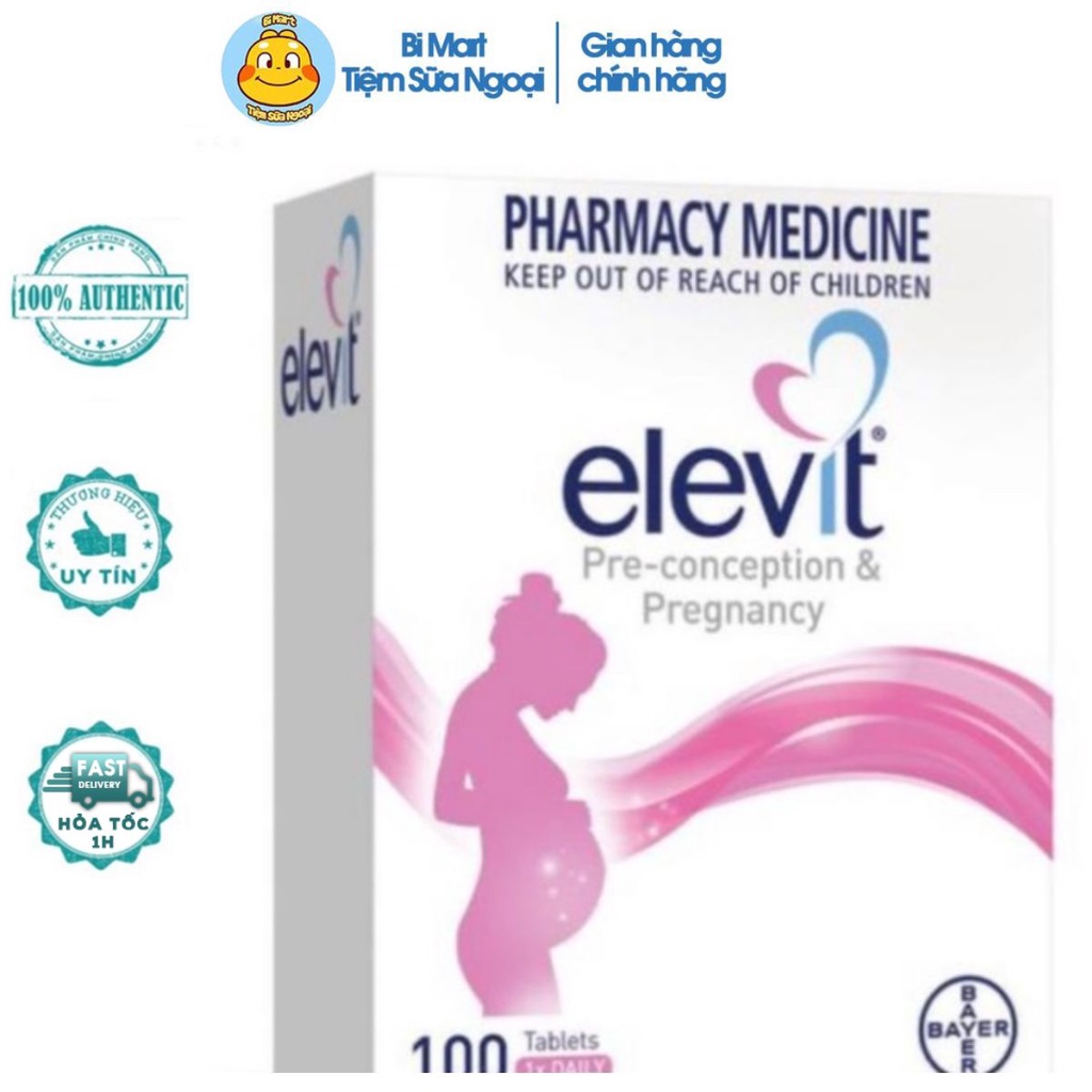 Vitamin tổng hợp Elevit Úc cho bà bầu Elevit chứa 11 loại vitamin: B1, B2, B3, B5, B6, B12, C, D3, E, H  - 𝐁𝐢 𝐌𝐚𝐫𝐭