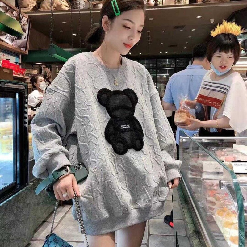IELGY  Áo sweater Mỏng Tay Dài Dáng Rộng Kiểu Đường Phố Cá Tính Cho Nữ
