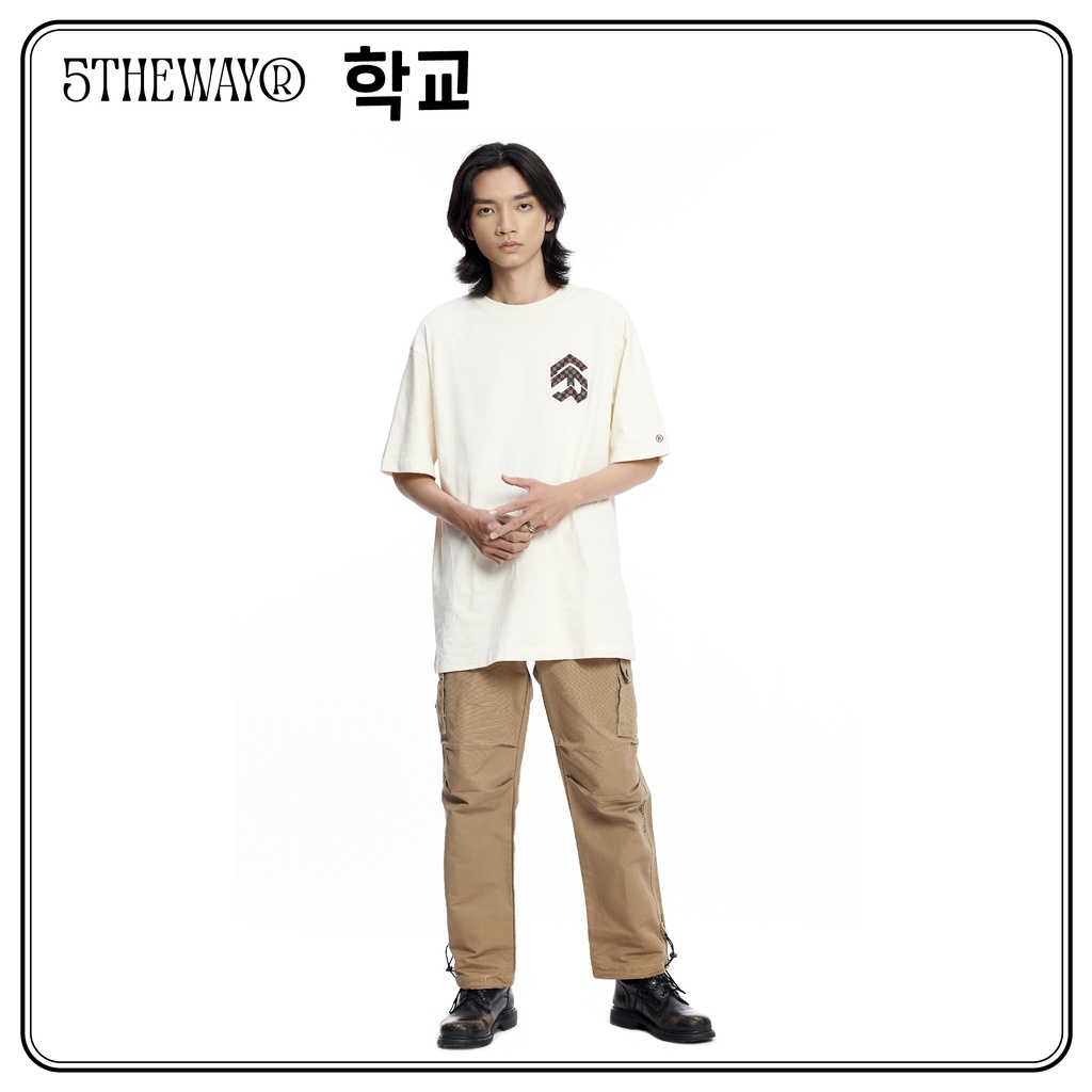 Áo thun 5THEWAY /checkerboard/ New Tee hoạ tiết caro màu nâu TOFU