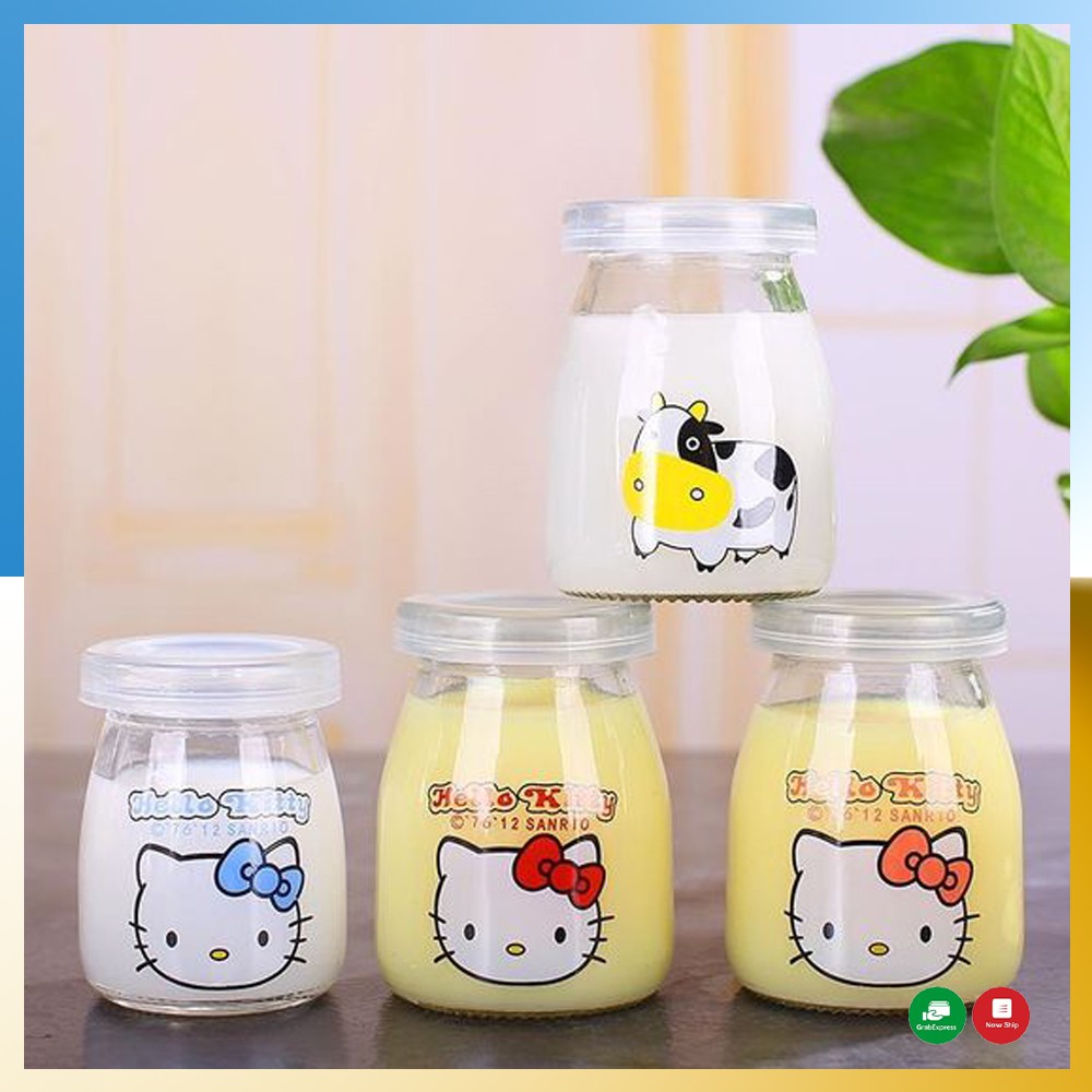 Hộp 12 Hũ Sữa Chua Thuỷ Tinh 100ml, Hủ Yaourt Có Nắp Đậy