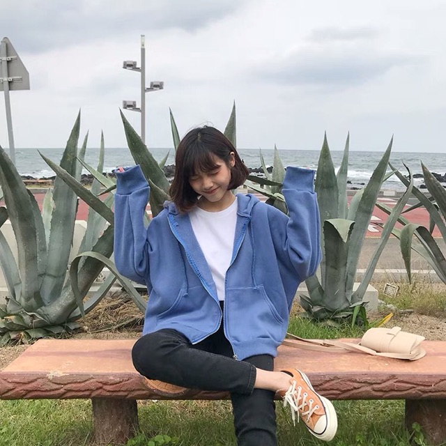 Màu cốm (sẵn) | Áo khoác nỉ trơn lót bông ulzzang Free Valley | BigBuy360 - bigbuy360.vn