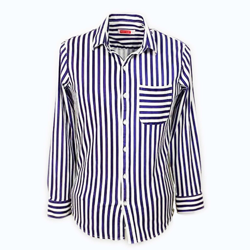 Striped Shirt Havias sơ mi nam dài tay sọc xanh vải Cotton 100% cao cấp