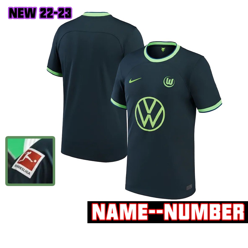 Áo Thun Bóng Đá Đội Tuyển Wolfsburg Away Size s-2xl