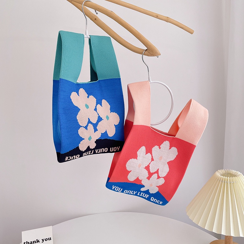 Túi Xách Nữ Dệt Kim Họa Tiết Hoa Thời Trang Hàn Quốc