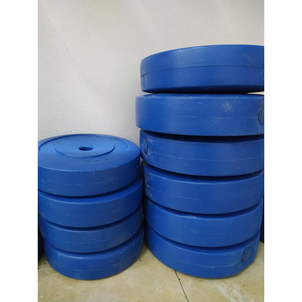 Bộ vỏ tạ bánh nhựa 80kg bao gồm 6 vỏ bánh tạ 10kg và 4 vỏ bánh tạ 5kg tập Gym, đẩy tạ đĩa, tạ bánh