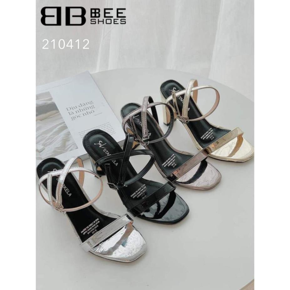 [Mã SKAMFSW175 giảm 10K đơn 50K] Giày Sandal Quai Hậu Nữ Cao Gót 7 Phân Gót Vuông, Quai Ngang, Da Bóng MS 061