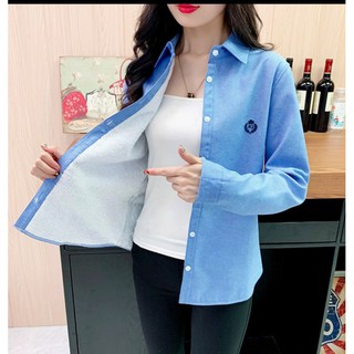 áo sơ mi nữ lót lông thời trang thu đông