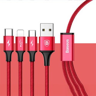 Cáp BASEUS 3 in 1 Lightning + Micro USB + Type C
