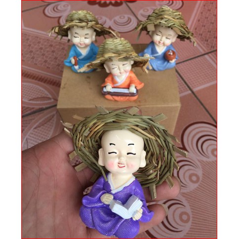 BỘ TƯỢNG 4 CHÚ TIỂU CẦM KỲ THỊ HỌA ( ĐỘI NÓN RƠM) | BigBuy360 - bigbuy360.vn