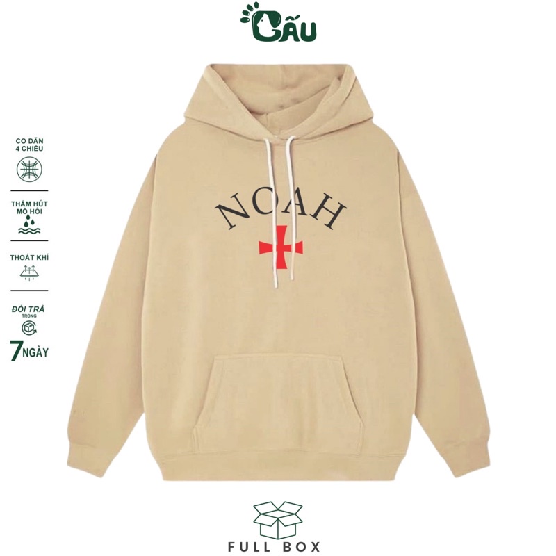 Áo khoác hoodie GẤU194 vải nỉ co dãn, dày dặn mềm mịn form rộng - NOAH