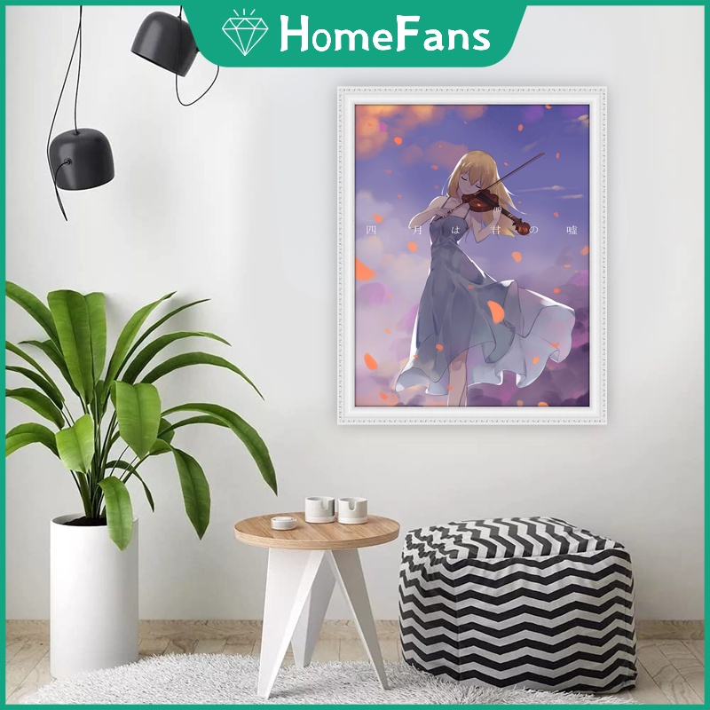Bộ Tranh Đính Đá 5D Tự Làm Hình Anime Nhật Bản 40x50cm Trang Trí Nhà Cửa