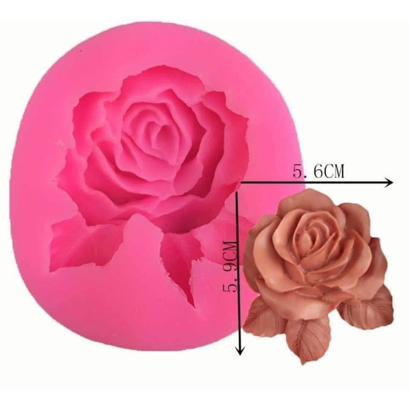 Silicon hoa hồng kèm lá trang trí xôi hoa đậu 6cm