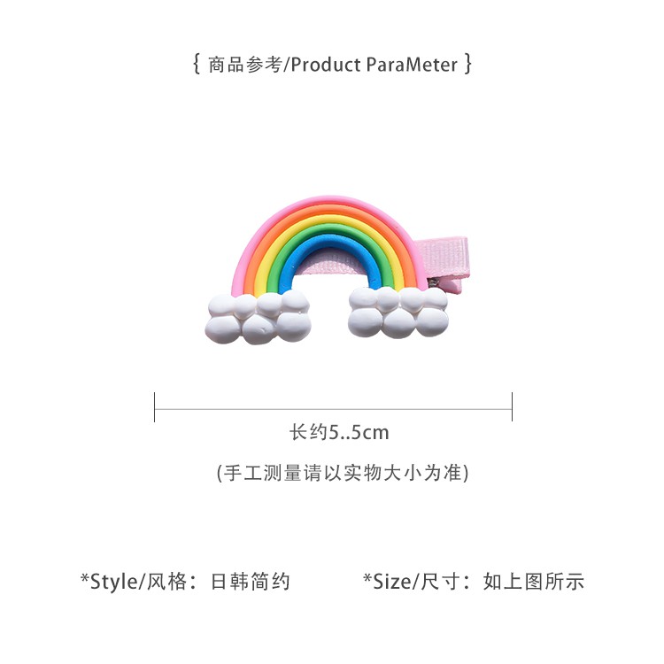 Kẹp tóc trang trí hình kẹo mút và cầu vồng đơn giản dễ thương phong cách Hàn Quốc