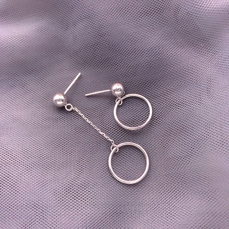 Khuyên tai bạc 925 nụ minidot thả xích tròn rỗng cá tính trẻ trung độc đáo lạ mắt nổi bật Dế Bạc - K5259