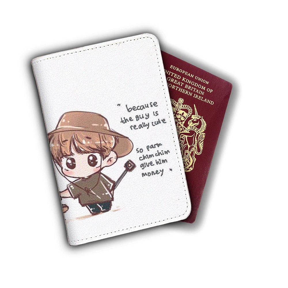 Ví bọc hộ chiếu (passport) hình chibi Jungkook & Jimin BTS - mã BTS00031