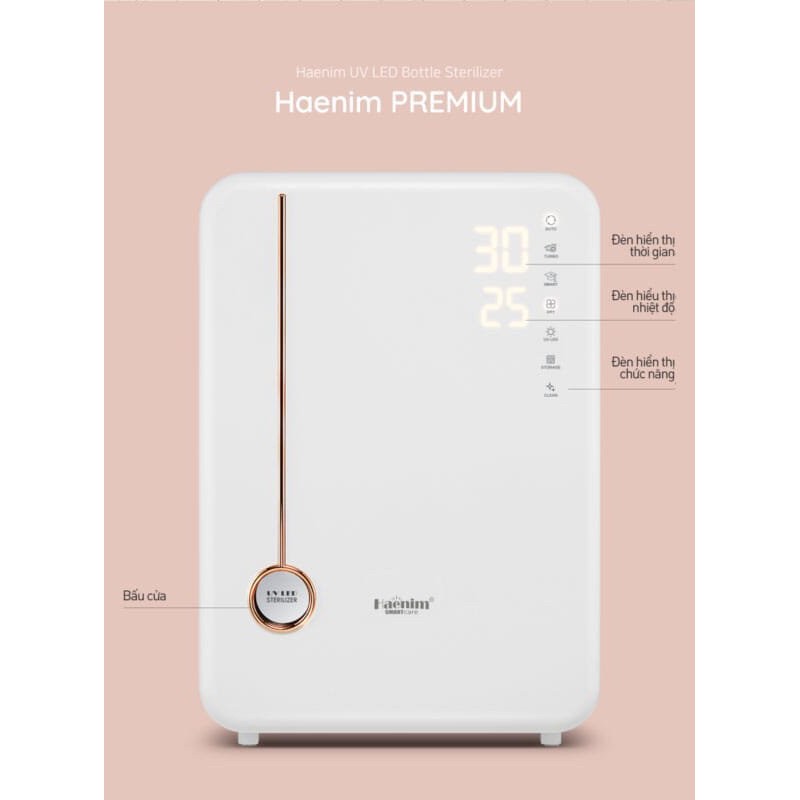 Máy tiệt trùng sấy khô bình sữa Haenim Premium, máy tiệt trùng uv thế hệ 4G - Monnie Kids