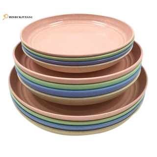 \12 Pack Wheat Straw Plates Set,Dinner Dishes, Dinner Plate, for Salad,Pasta, Steak,Fruit(6.8inch,7.8inch, 8.8inch)