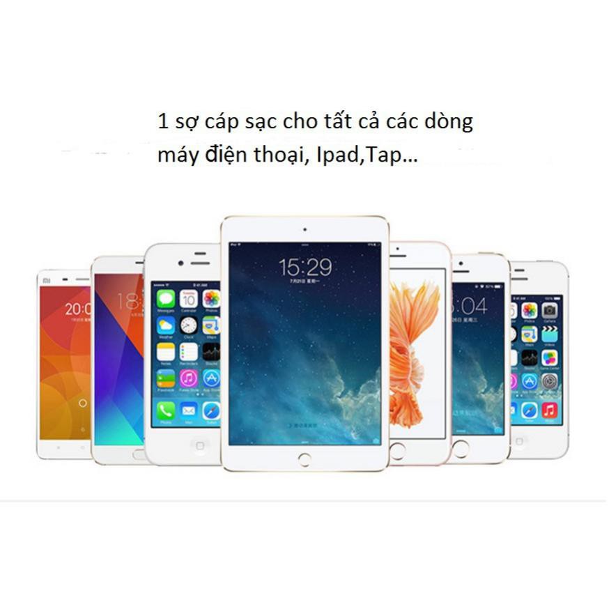 (Giá sỉ) Cáp sạc dây dù đa năng 3 đầu Lightning - Type C - Micro USB mẫu 1