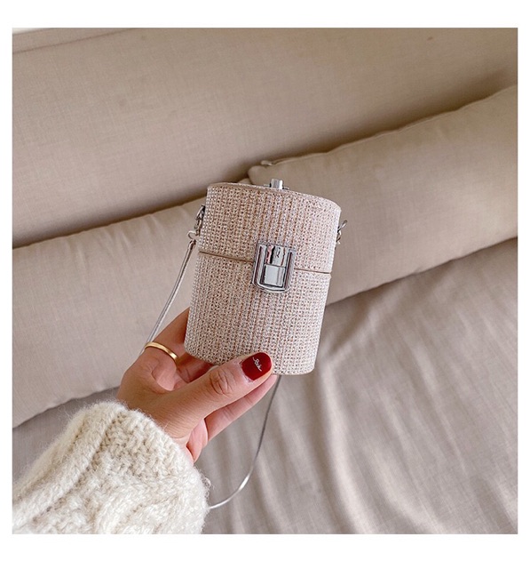 [Sẵn] Túi Đeo Chéo Mini Lấp Lánh Dáng Hộp Tròn Siêu Xinh 8x9x8cm | BigBuy360 - bigbuy360.vn