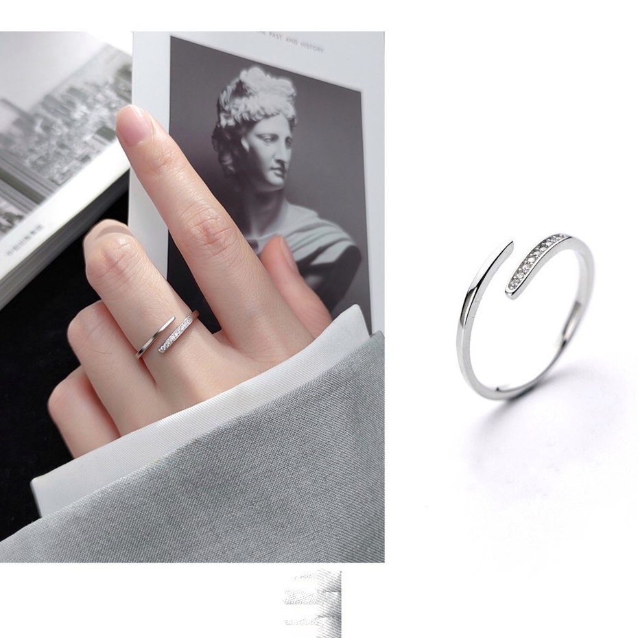 Nhẫn bạc nữ bạc thật 925 DaLiA Jewelry nhẫn bạc hở thiết kế đơn giản cho mọi size tay