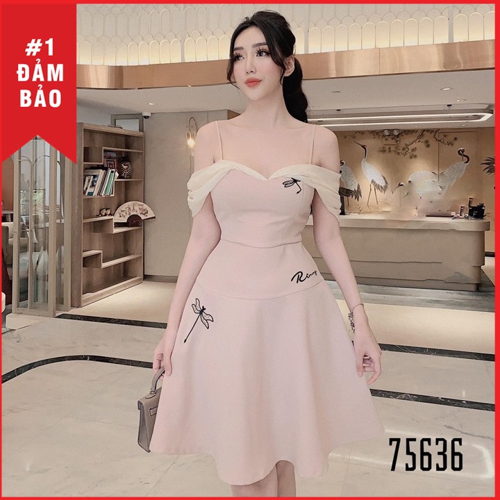 Đầm nữ dự tiệc xinh dáng xòe trễ vai Thời Trang Emy 75636