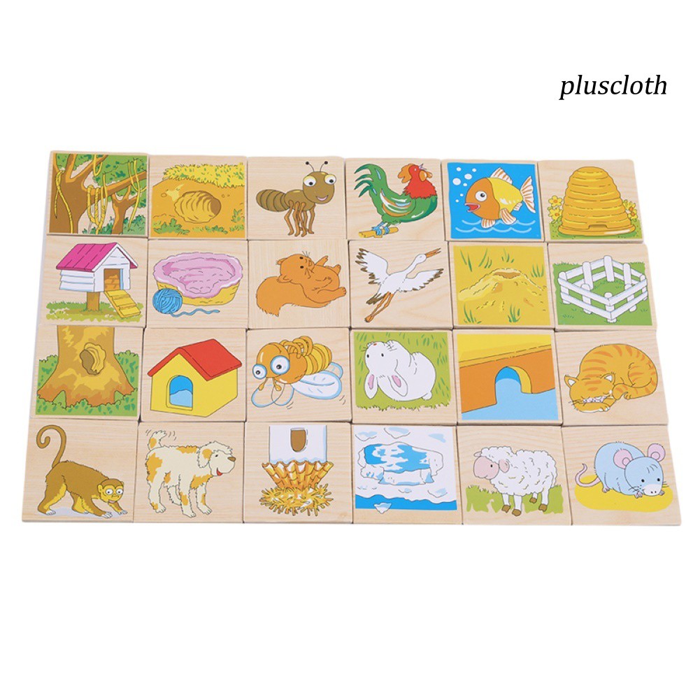 Hộp đồ chơi xếp hình ghép nối bằng gỗ họa tiết động vật đáng yêu dành cho trẻ em