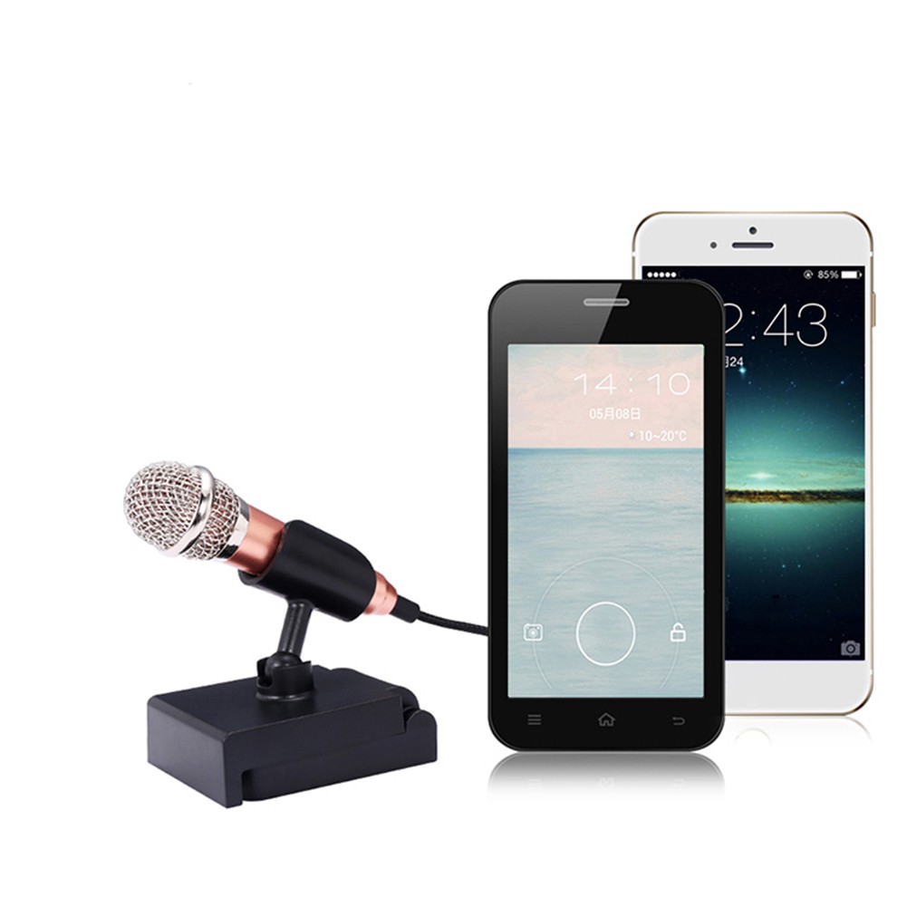 3.5mm Mini Condenser Microphone Điện thoại Mic hát Karaoke có đế dành cho iPhone Android