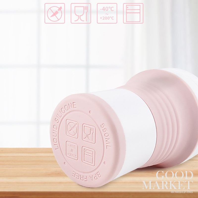 Cốc Uống Nước Silicone Cấp Thực Phẩm Không BPA 550ML Có Thể Gấp Gọn Tiện Dụng