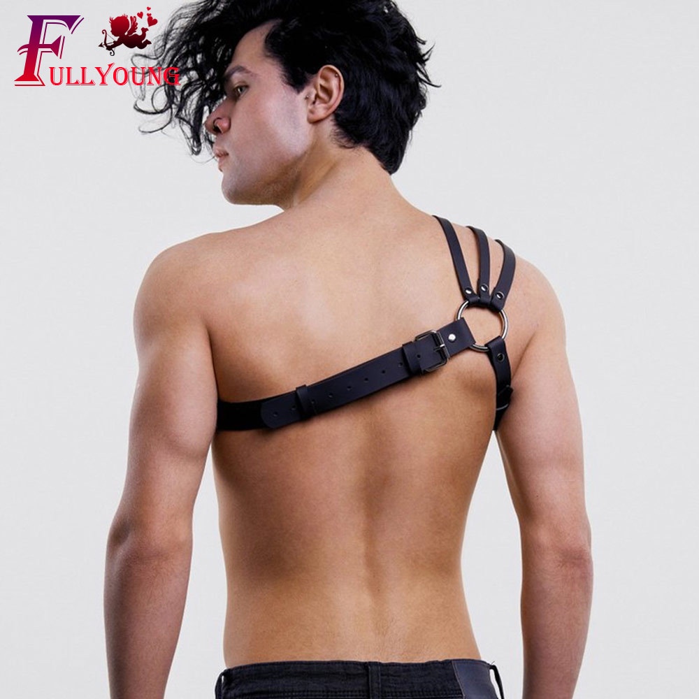 Dây Đai Đeo Ngực Bằng Da PU Điều Chỉnh Được Phong Cách Punk Goth Quyến Rũ Cho Nam