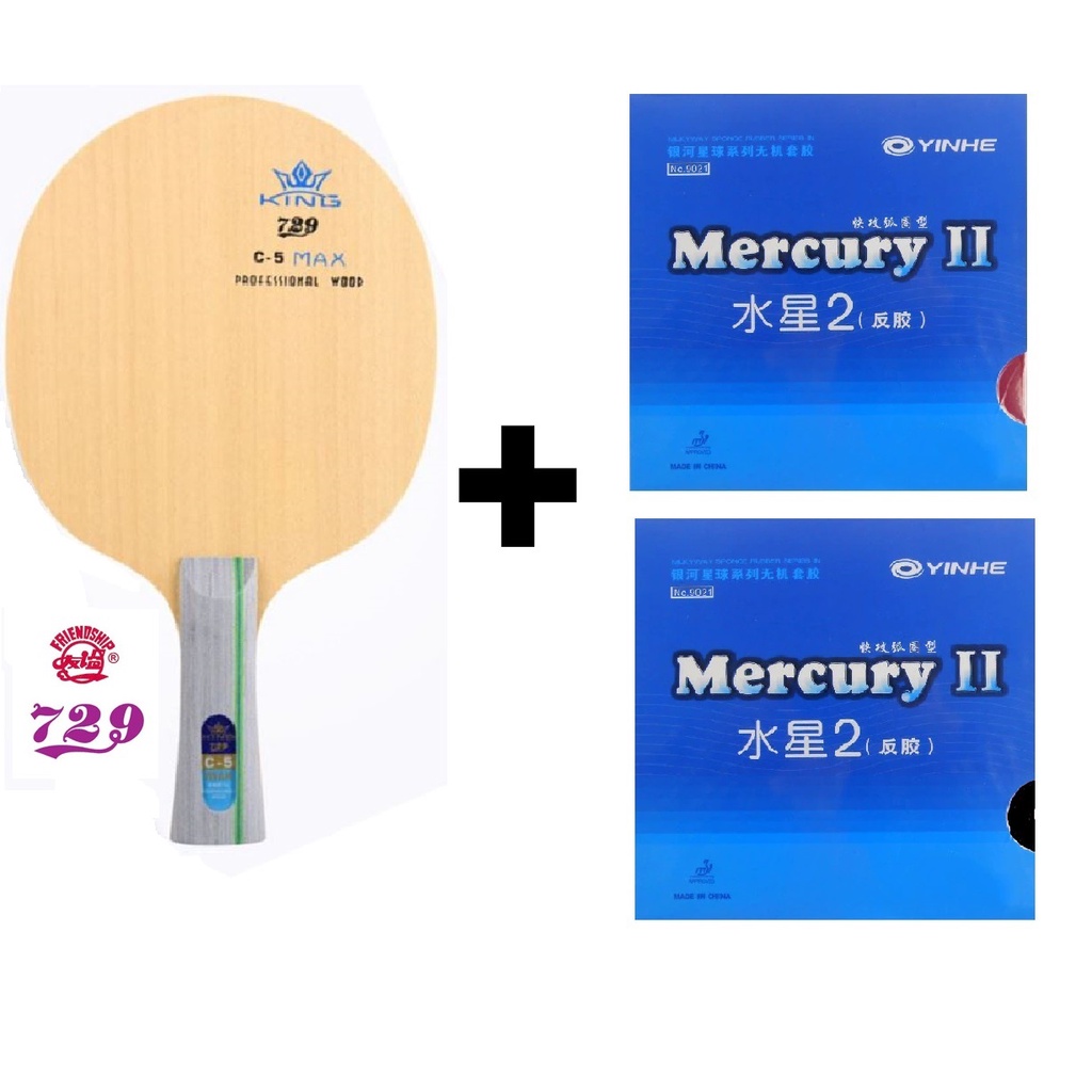 Combo vợt bóng bàn gồm cốt vợt 729 C-5 MAX và hai mặt vợt