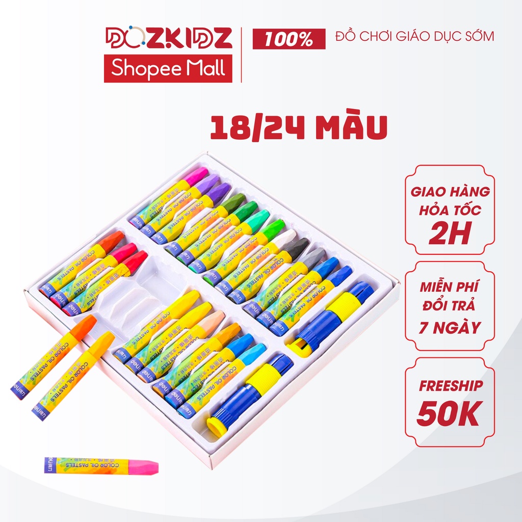 Bộ bút sáp dầu 18/24 màu cho bé tập vẽ - DOZKIDZ