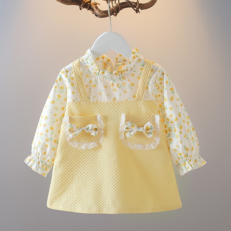 Đầm Công Chúa Bằng Vải Tuyn Đính Nơ Họa Tiết Hoa Dành Cho Bé Gái 0-3 Tuổi