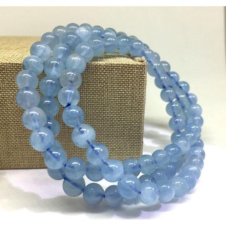 Vòng tay đá Aqua 6 ly quấn 3 vòng năng lượng, may mắn VT100 - Hợp mệnh Mộc, Thủy