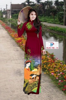 Vải áo dài lụa in 3D bộ hoặc áo