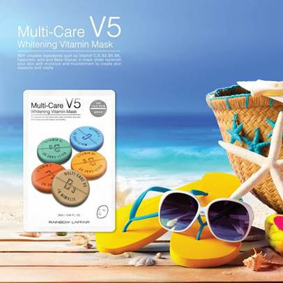 Bộ 10 Mặt Nạ Dưỡng Trắng, Mờ Thâm Nám Rainbow L'affair Multi-Care V5 Whitening Vitamin