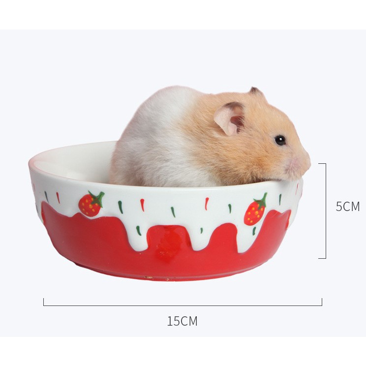 chén sứ kem dâu cho hamster, thỏ, bọ,chó, mèo